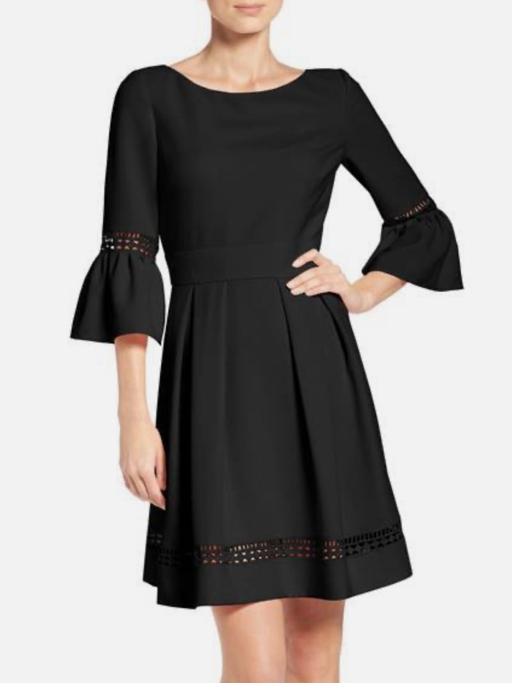 Black Dress Bell 3/4 Sleeves boat neck
